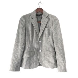 Ralph Lauren Black Label Gray Wool Pinstripe Blazer Size 2